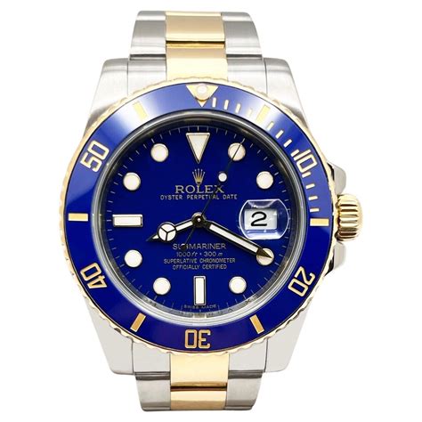 rolex submariner blue dial gold and steel watch 116613|Rolex Submariner model 16613 price.